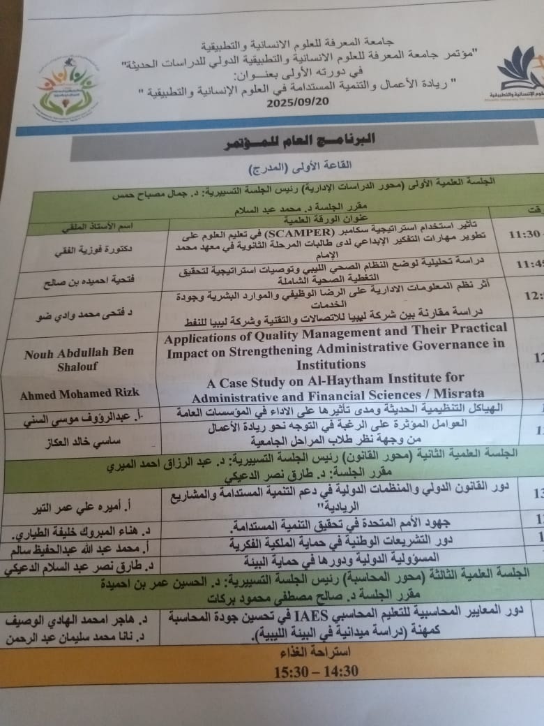 مشاركة دز هناء الطياري في مؤتمر ريادة الاعمال والتنمية المستدامة